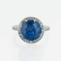 A Sapphire, Diamond, and Platinum Ring