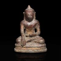 A small Burmese bronze Buddha 缅甸铜佛造像 18th century or earlier ???????