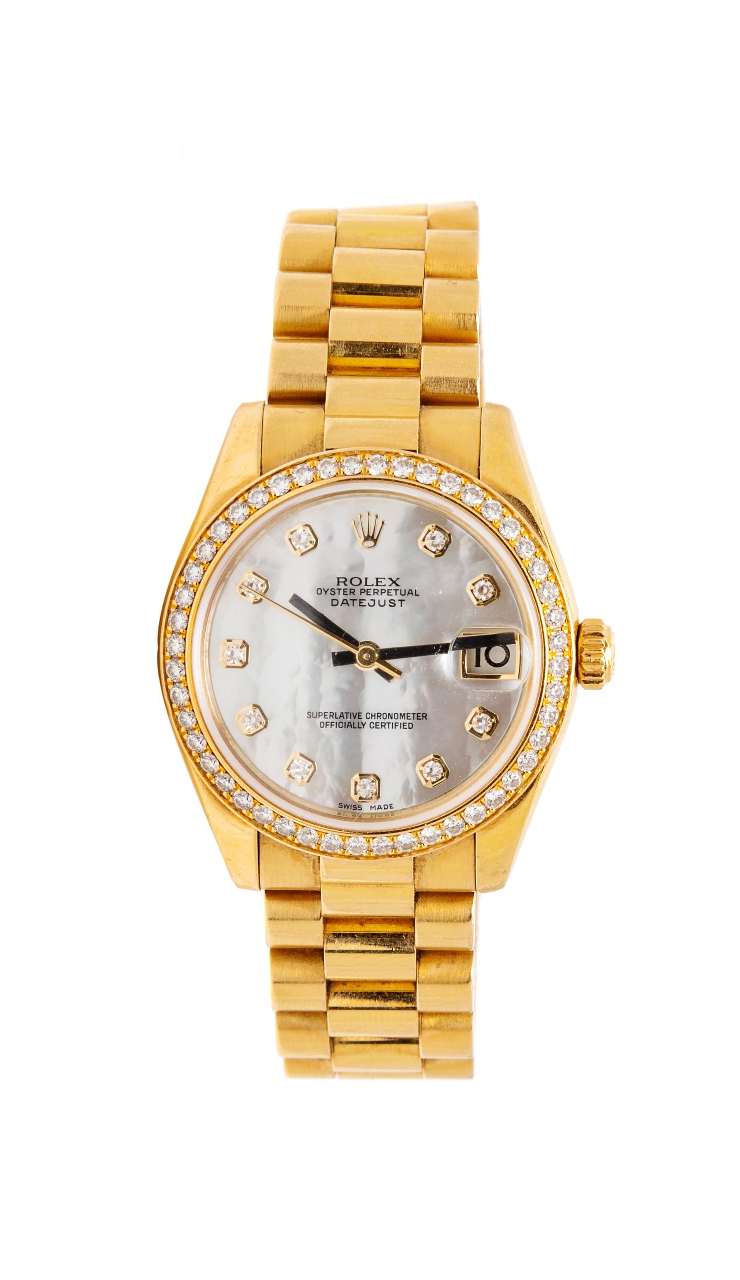 An 18 Karat Yellow Gold and Diamond Ref. 178288 'Datejust' Wristwatch, Rolex, 87.40 dwts.