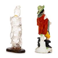 A Carved Rock Crystal Figure and a Continental Porcelain Figure