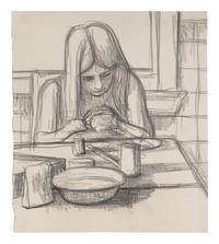 Ellen Writing , 1966, Becky Making a Doll , 1966, and Becky Sewing , 1966 (a group of three works)