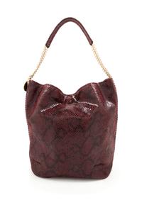 A Stella McCartney Plum Faux Python Falabella Tote, 11.5" H x 13.5" W x 6" D; Strap drop: 10".