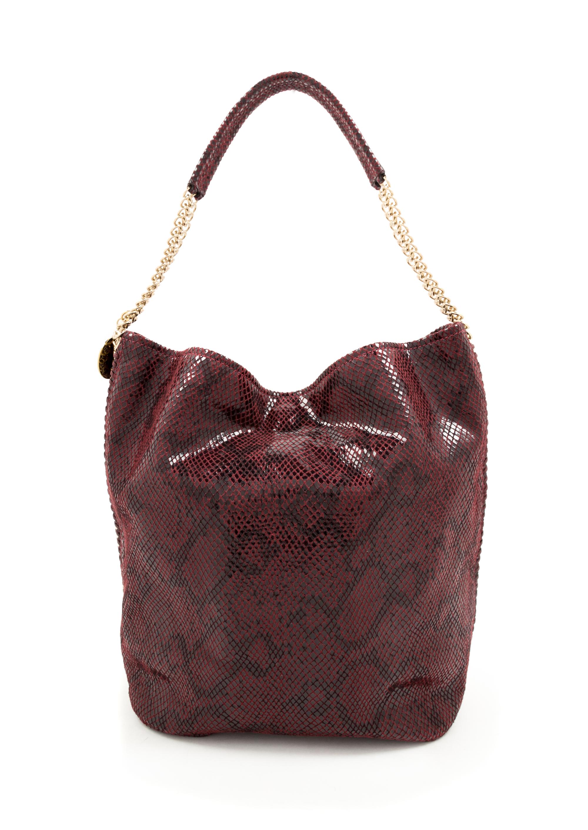 A Stella McCartney Plum Faux Python Falabella Tote, 11.5" H x 13.5" W x 6" D; Strap drop: 10".