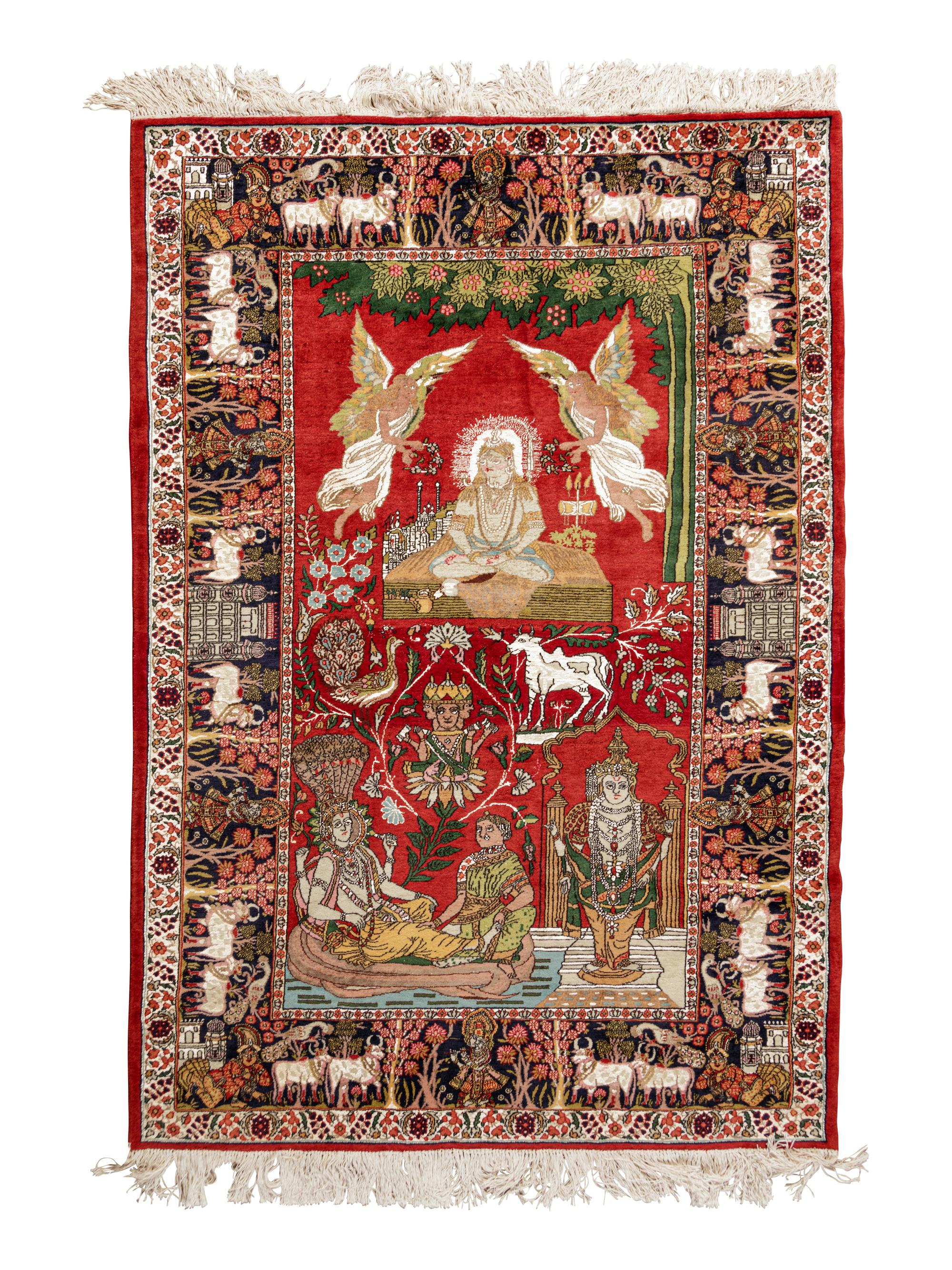 A Lahore Pictorial Wool Rug
