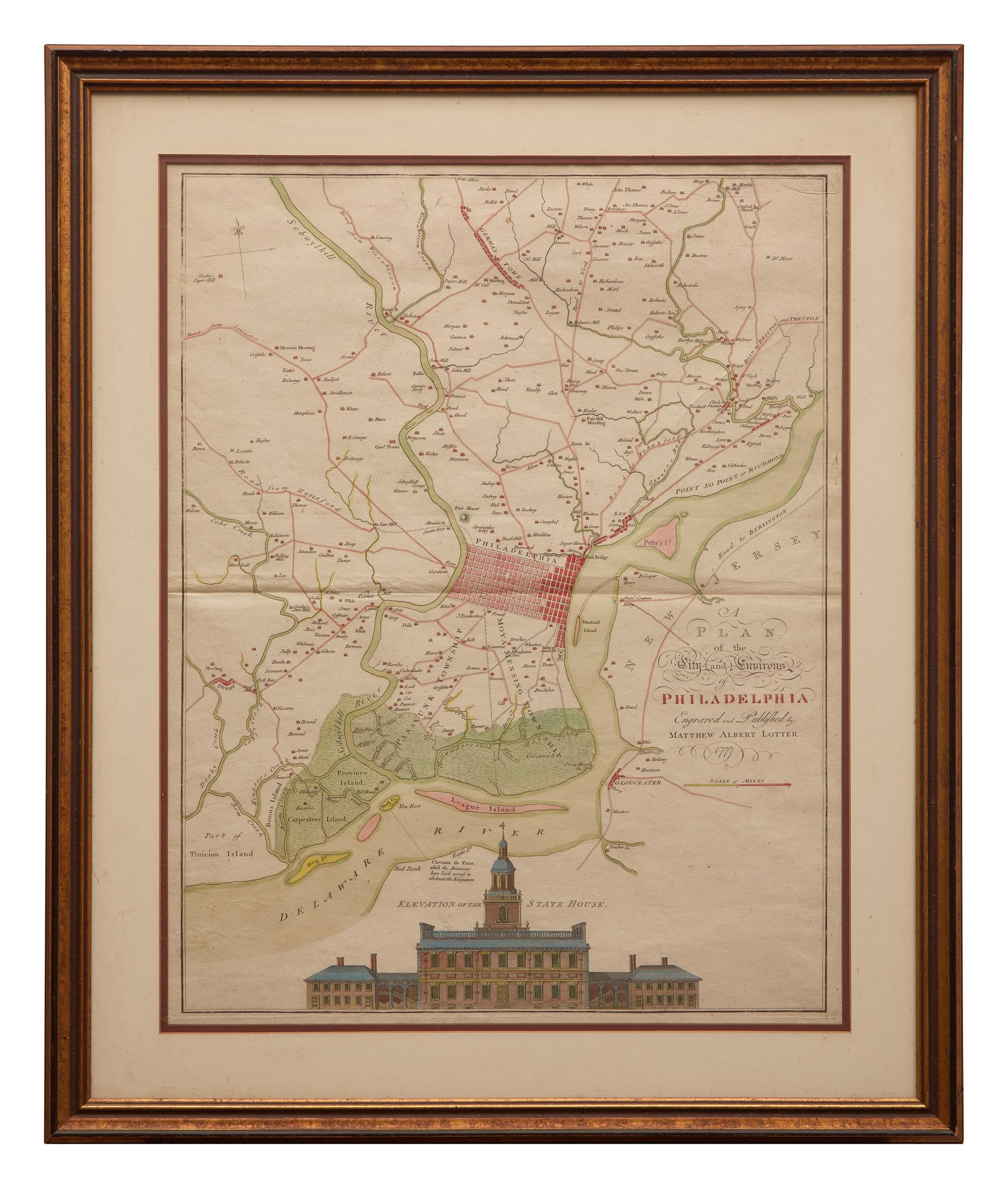 [Philadelphia] Lotter, Matthew Albert. A Plan of the City and Environs of Philadelphia. ..