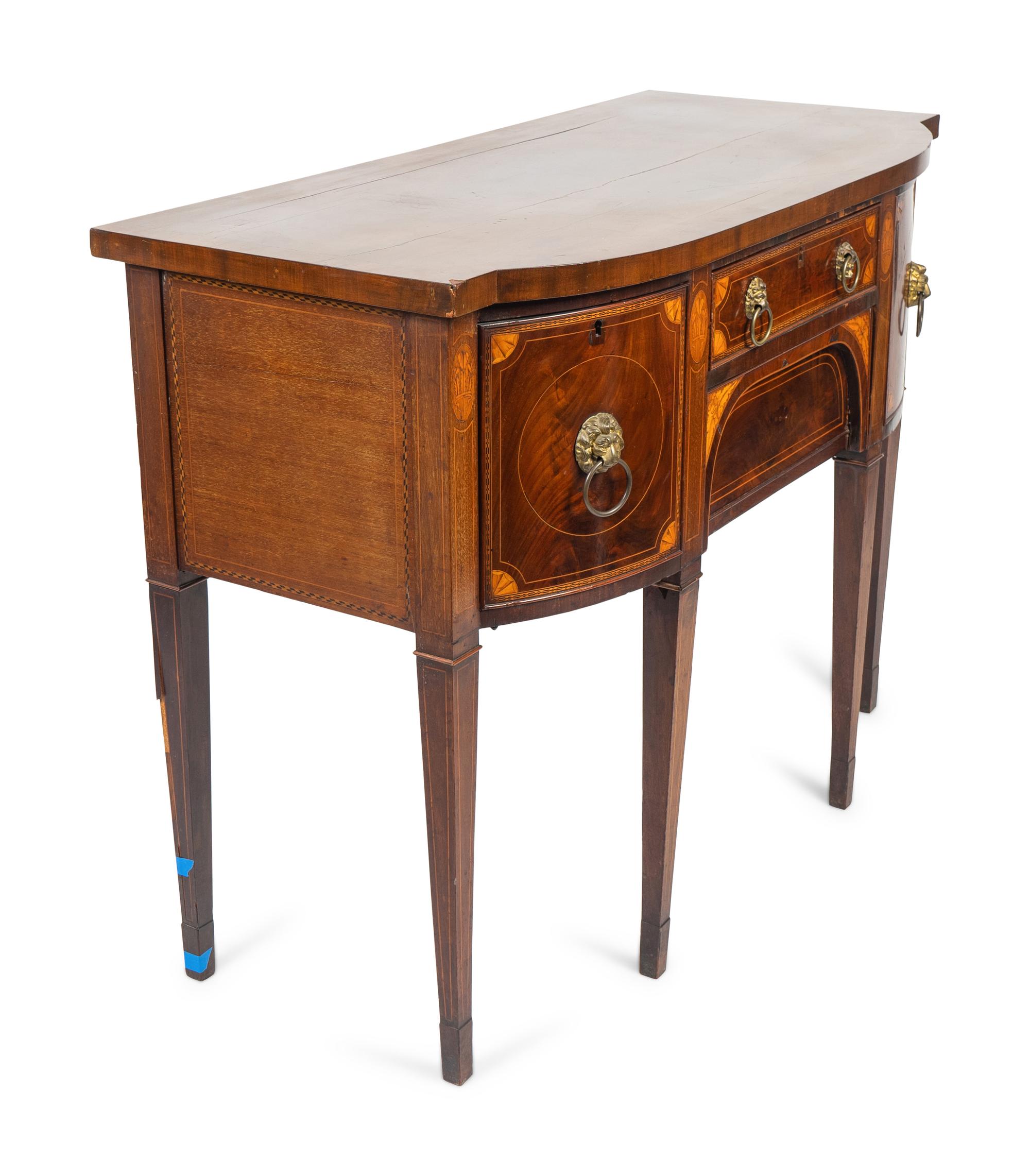 A Federal Satinwood Inlaid Mahogany Bow Front Sideboard — 19TH CENTURY