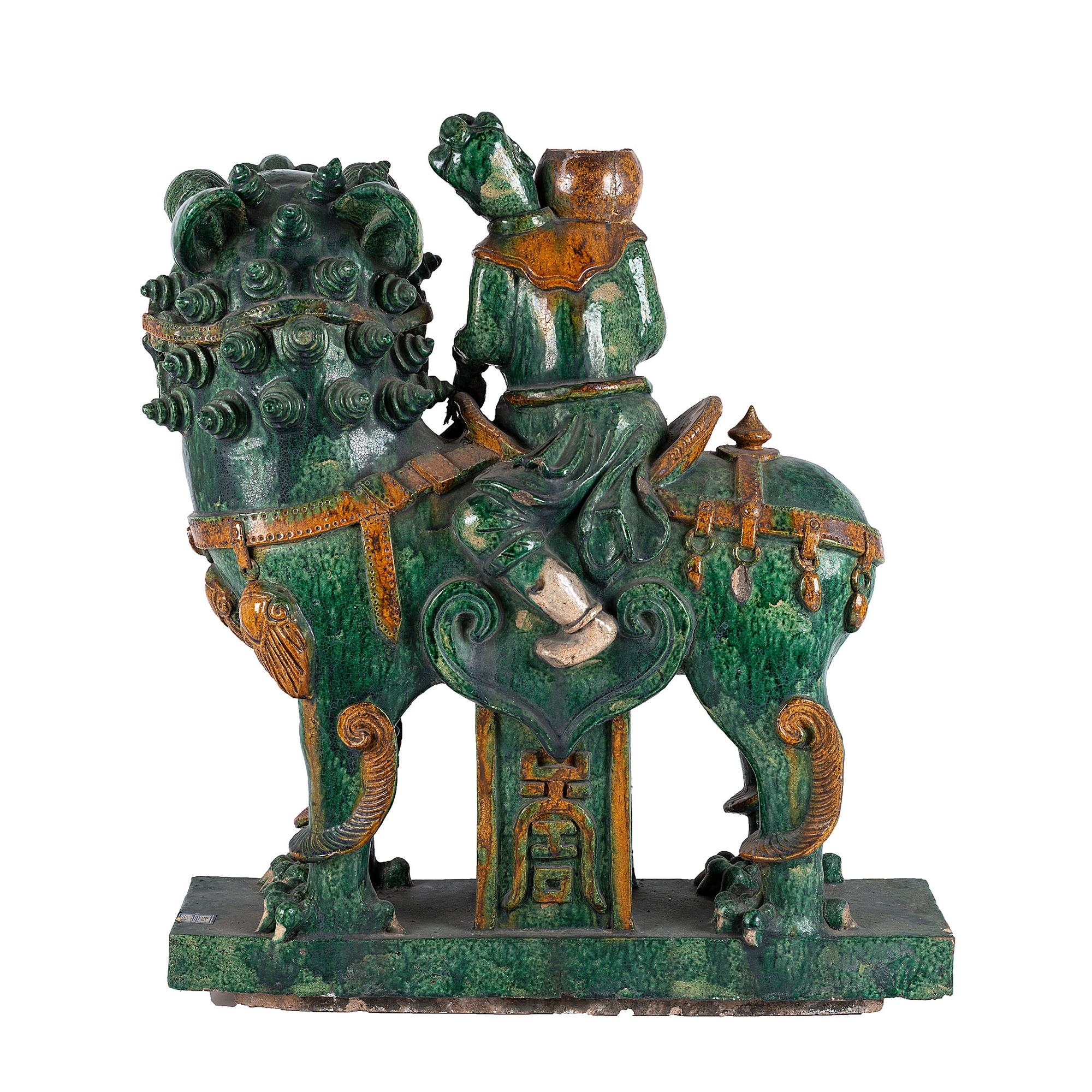 A Terracotta Foo Dog Roof Tile