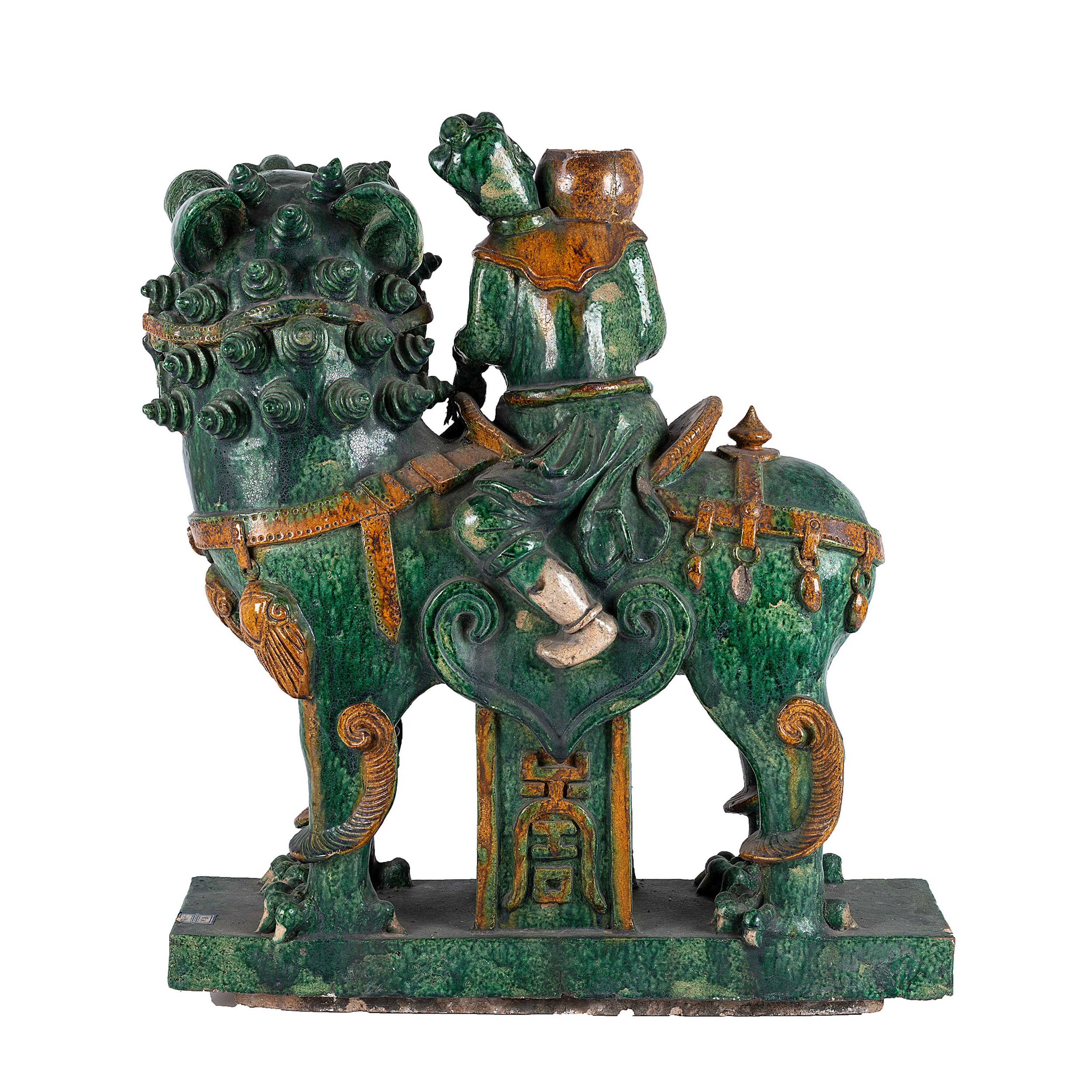 A Terracotta Foo Dog Roof Tile