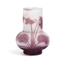 Emile Galle, (French, 1846-1904), a cameo glass cabinet vase, with violet decoration