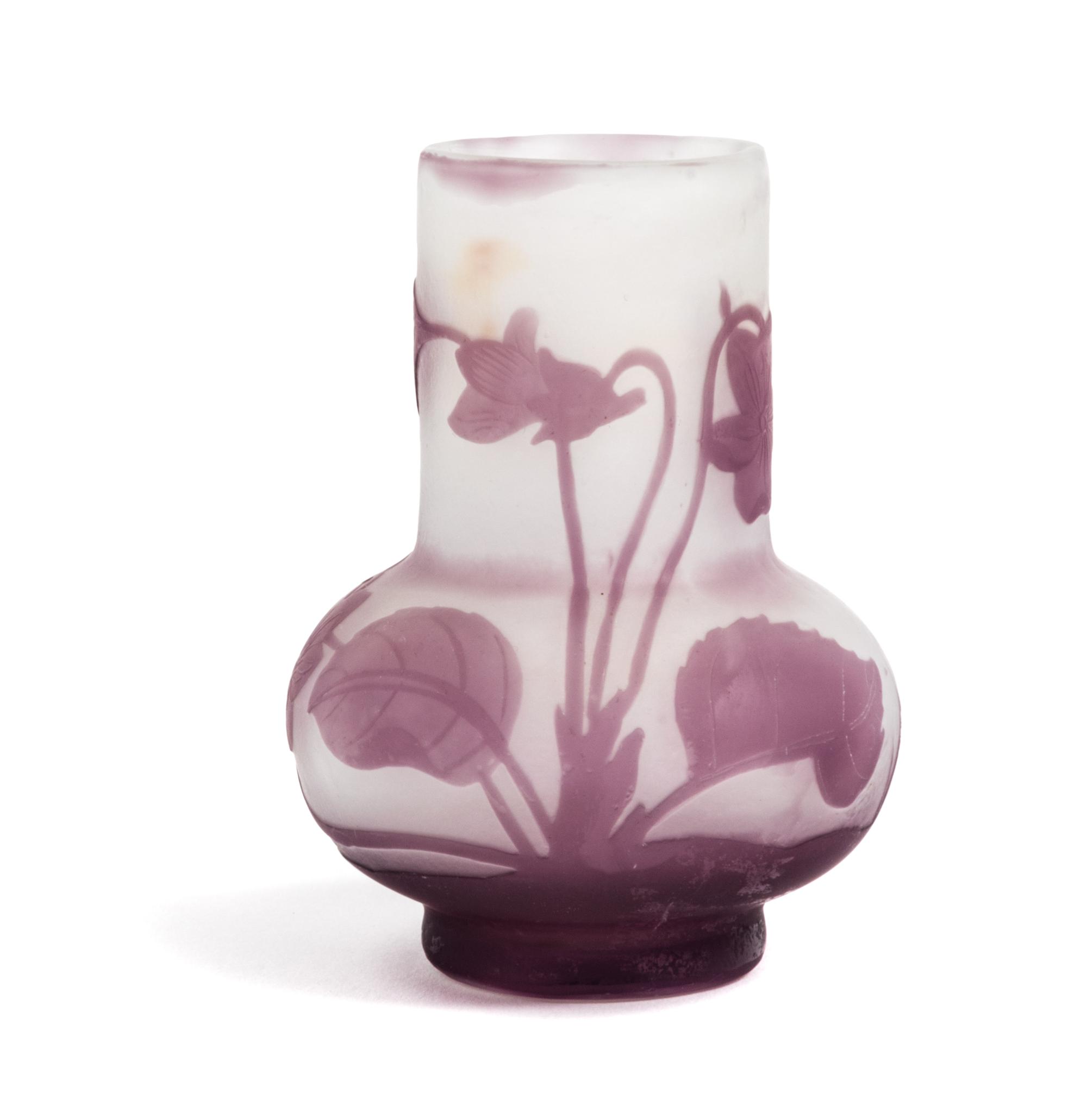 Emile Galle, (French, 1846-1904), a cameo glass cabinet vase, with violet decoration