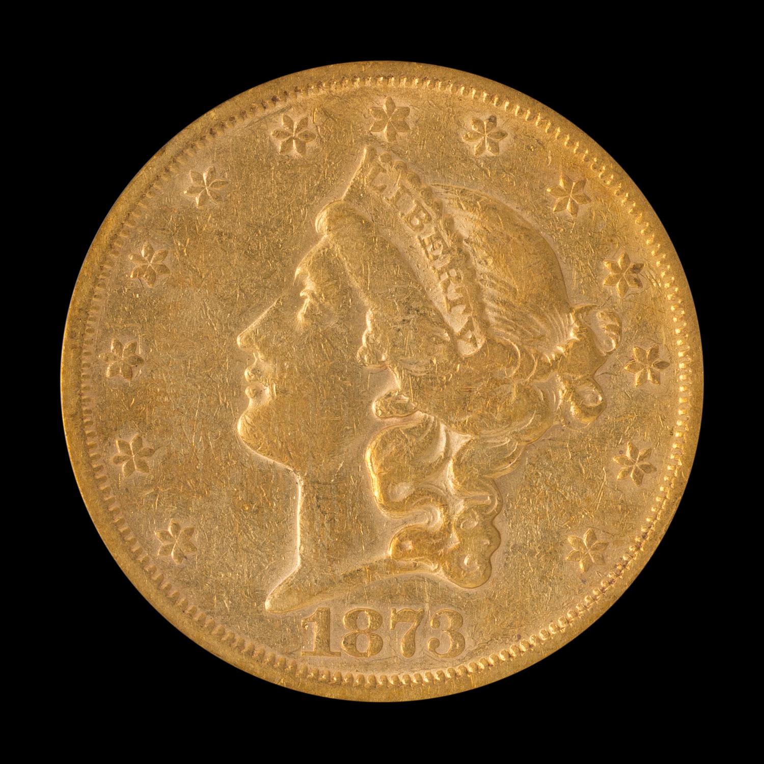 A United States 1873-S Liberty Head: Open 3 $20 Gold Coin