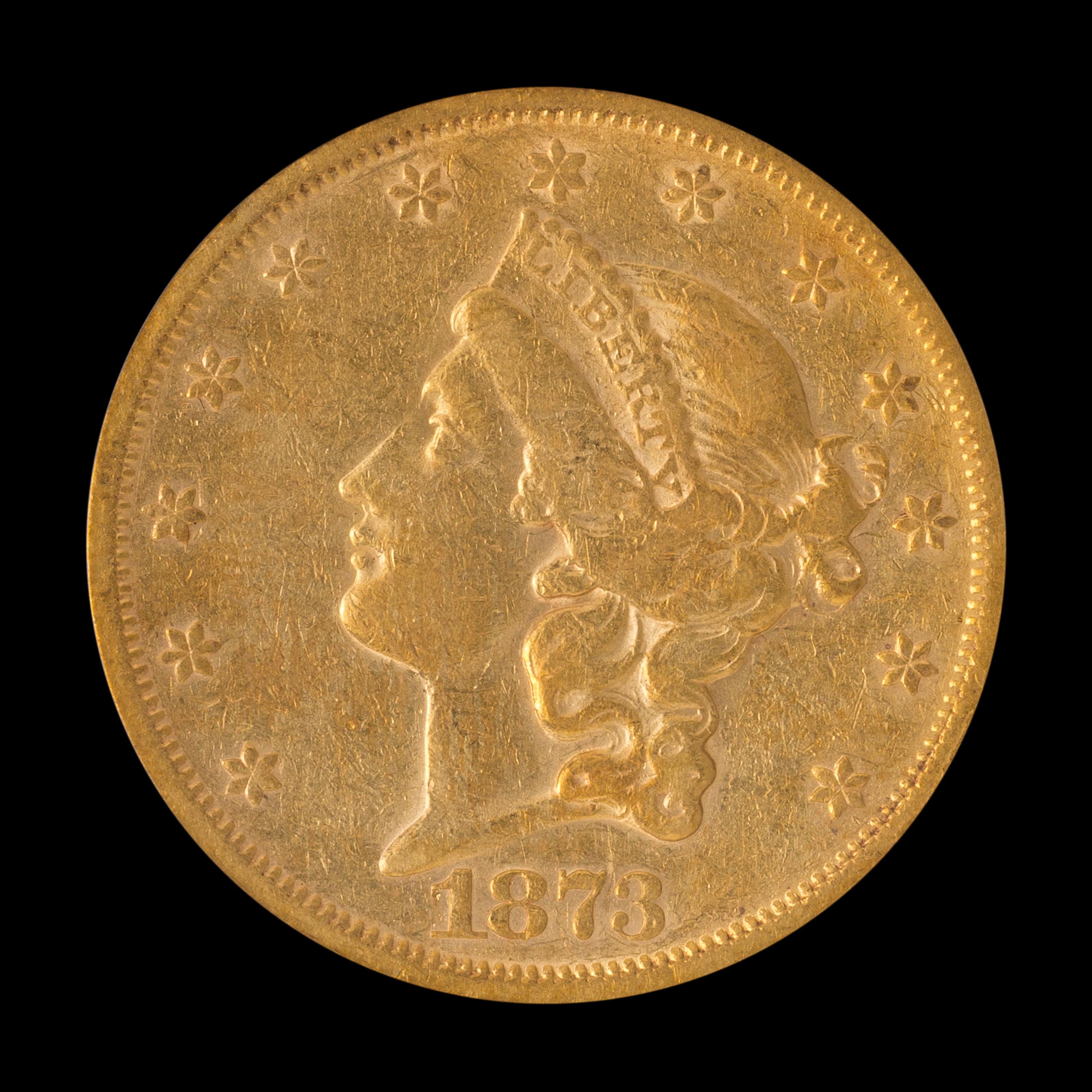 A United States 1873-S Liberty Head: Open 3 $20 Gold Coin