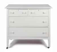A Group of White Painted Dressers Height of larger 48 1/2 inches x width 34 inches x depth 19 1/4 inches.