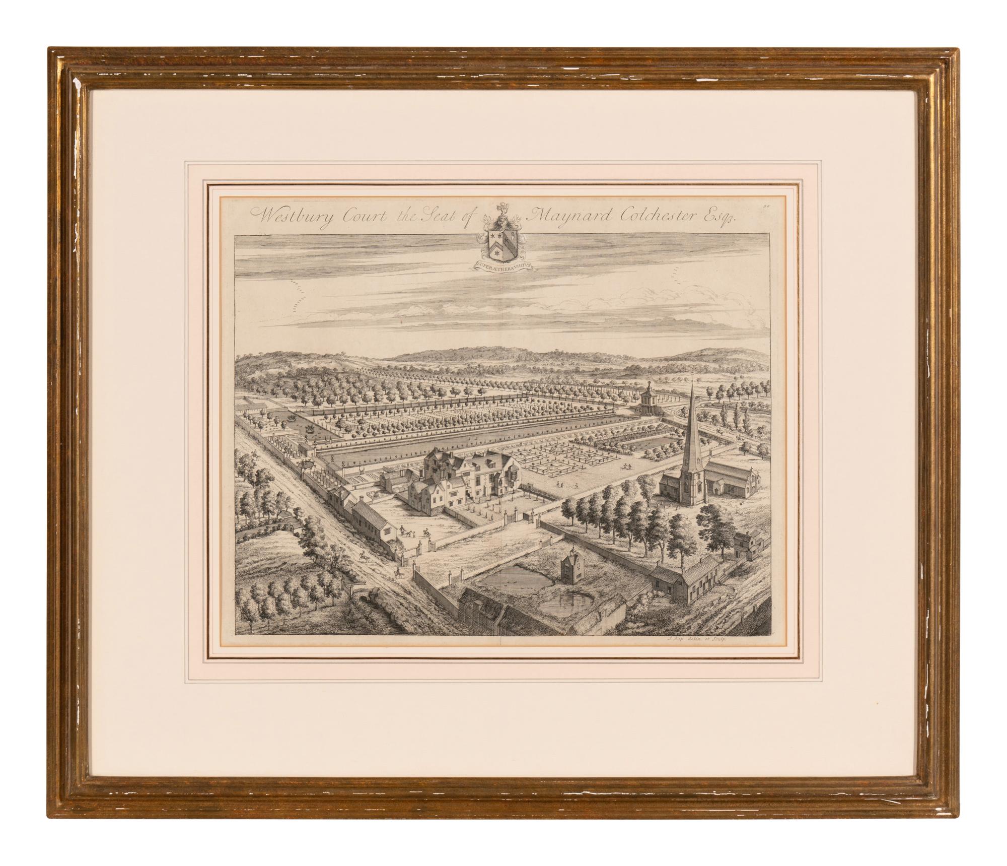 A Set of Ten Topographical Engravings in Giltwood Frames