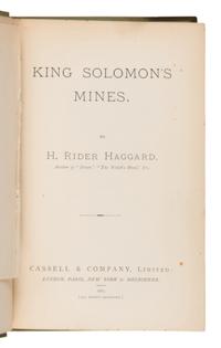 Haggard, H. Rider (1856-1925). King Solomon's Mines . London: Cassell & Company, 1885.