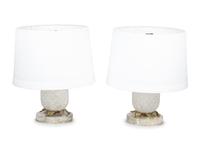 A Pair of Pineapple-Form Gilt Metal Mounted Rock Crystal Lamps