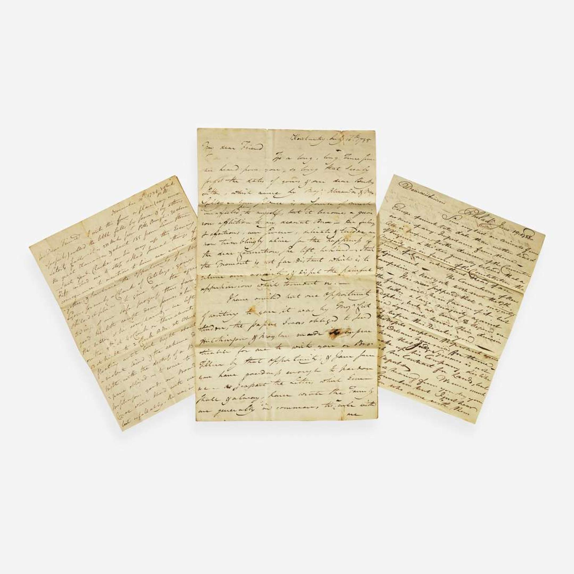 [Americana] Wilkinson, James, and Clement Biddle Group of 3 Autograph Letters, signed