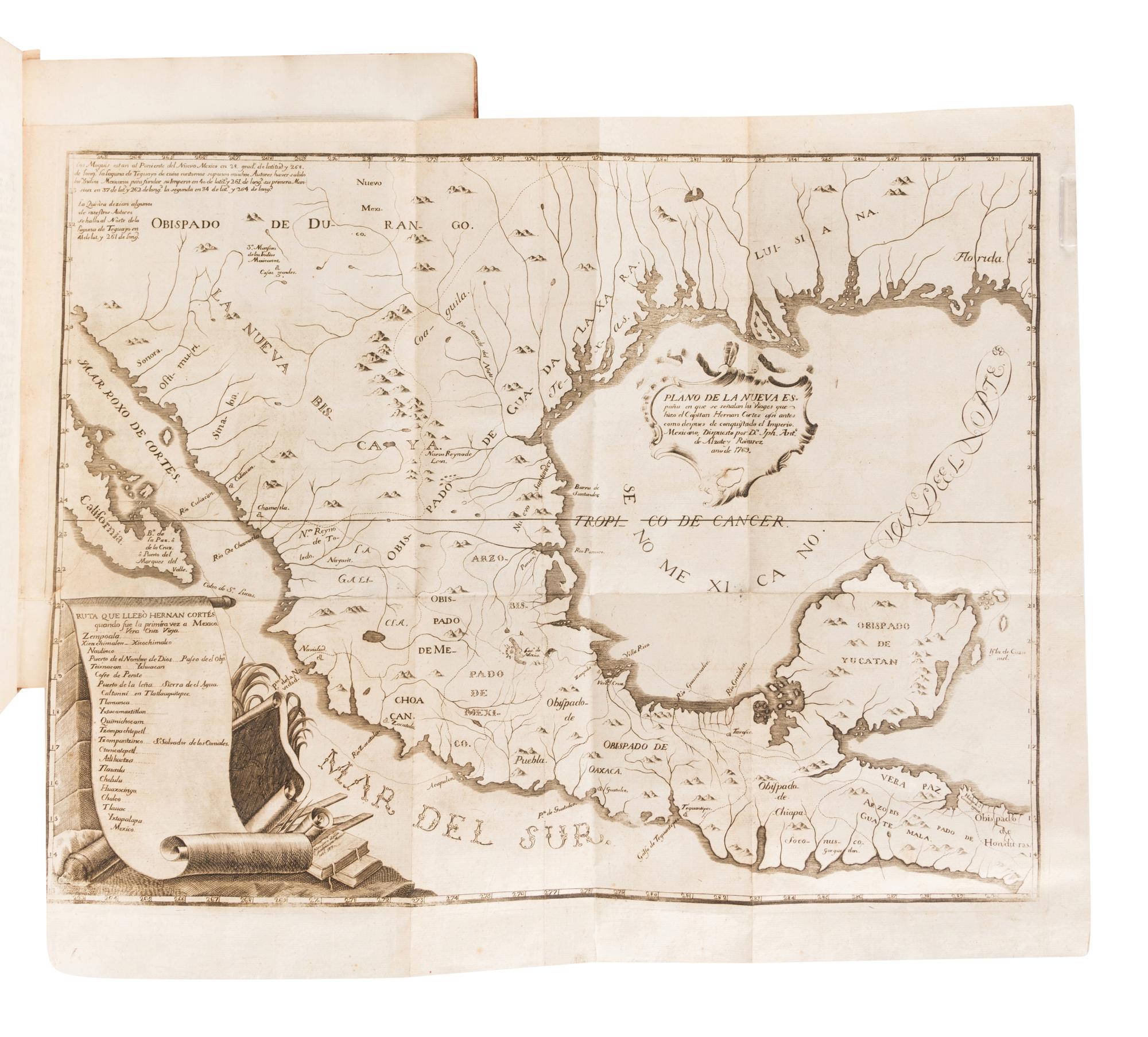 CORTES, Hernando (1485-1547) and Francesco Antonio LORENZANA (1722-1804). Historia del Nueva-Espana, escrita por su escalarecido conquistador Hernan Cortes . Mexico: Imprenta del Superior Gobierno, del Br. D. Joseph Antonio de Hogal, 1770.