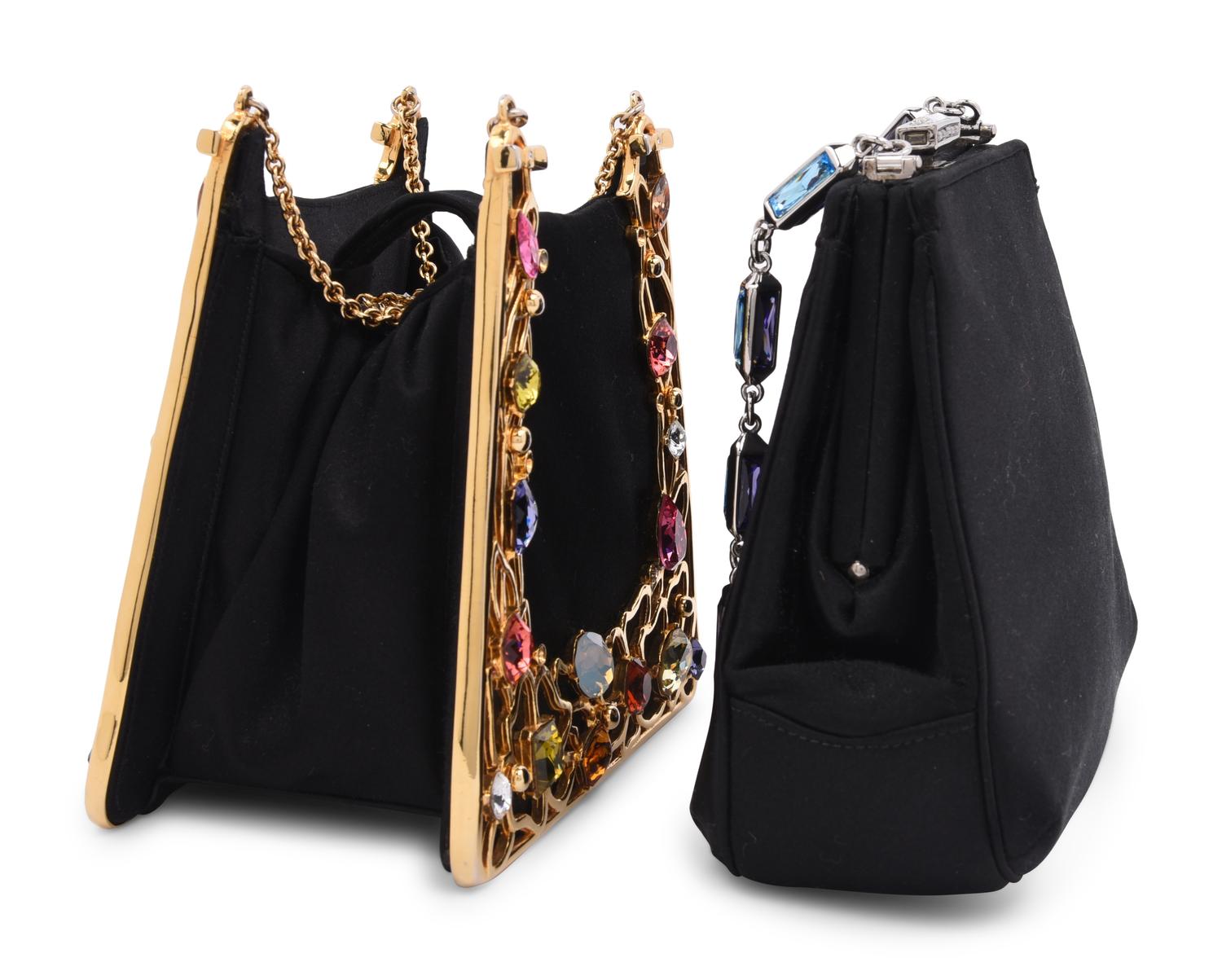 Two Judith Leiber Jeweled Satin Hand Bags