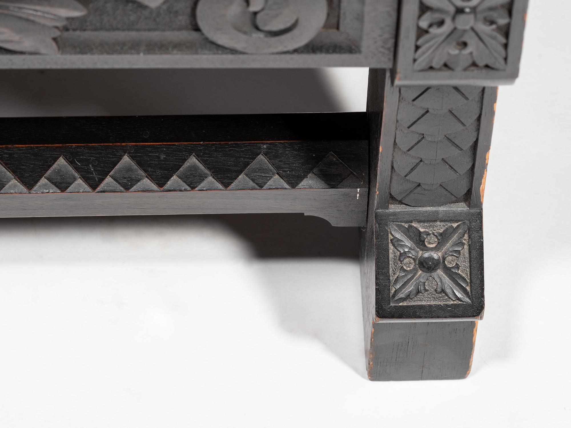 Cincinnati Art-Carved Bench with Inset Painted Panels, 1884