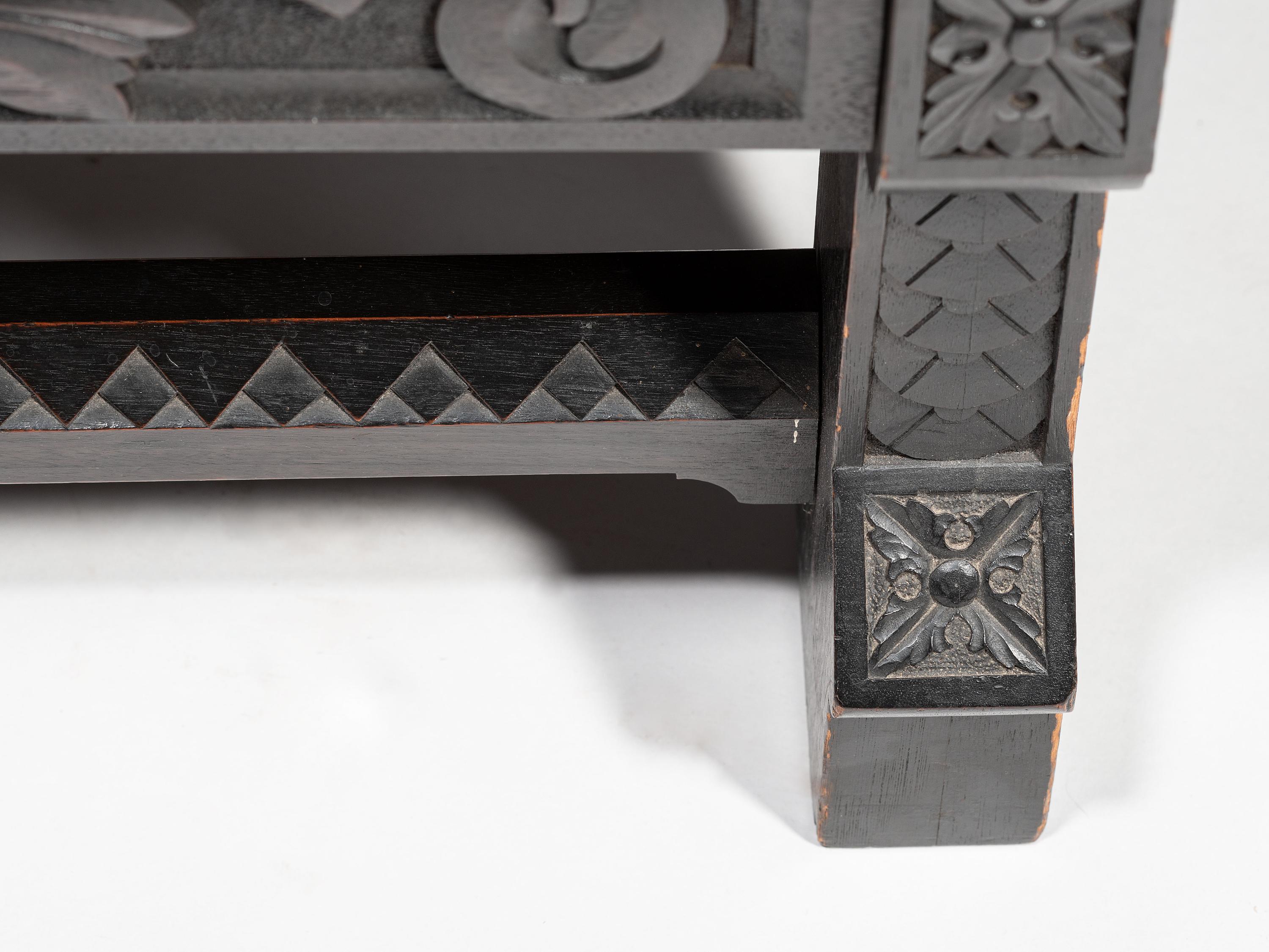 Cincinnati Art-Carved Bench with Inset Painted Panels, 1884