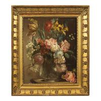 Ludovico Stern (Italian, 1709-1777) — Still Life of a Tulip, Jonquils, and Other Flowers in a Glass Vase