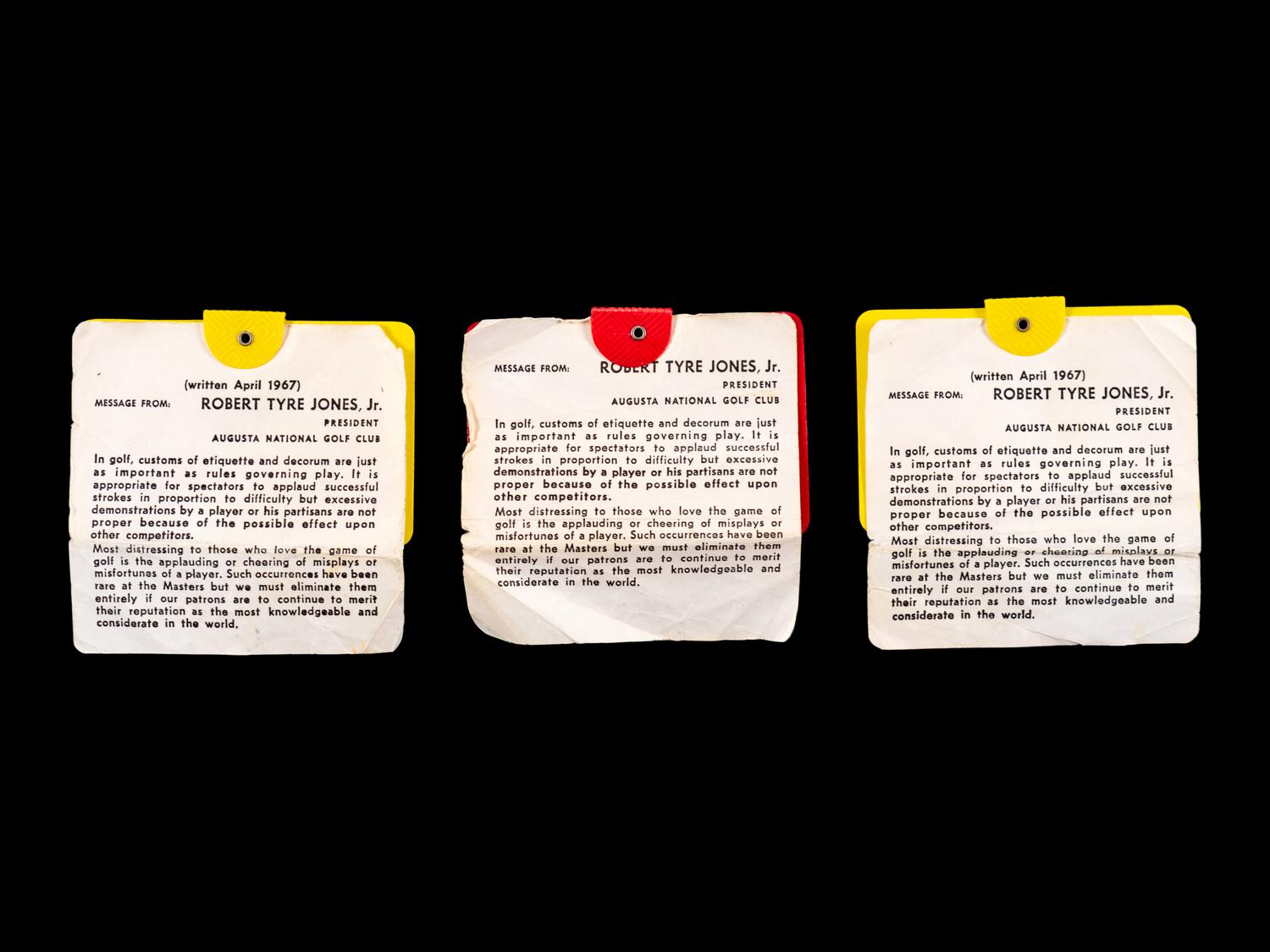 A Group of Three Jack Nicklaus Masters Golf Tournament Augusta National Badges,