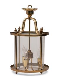 A Brass Three-Light Hall Lantern