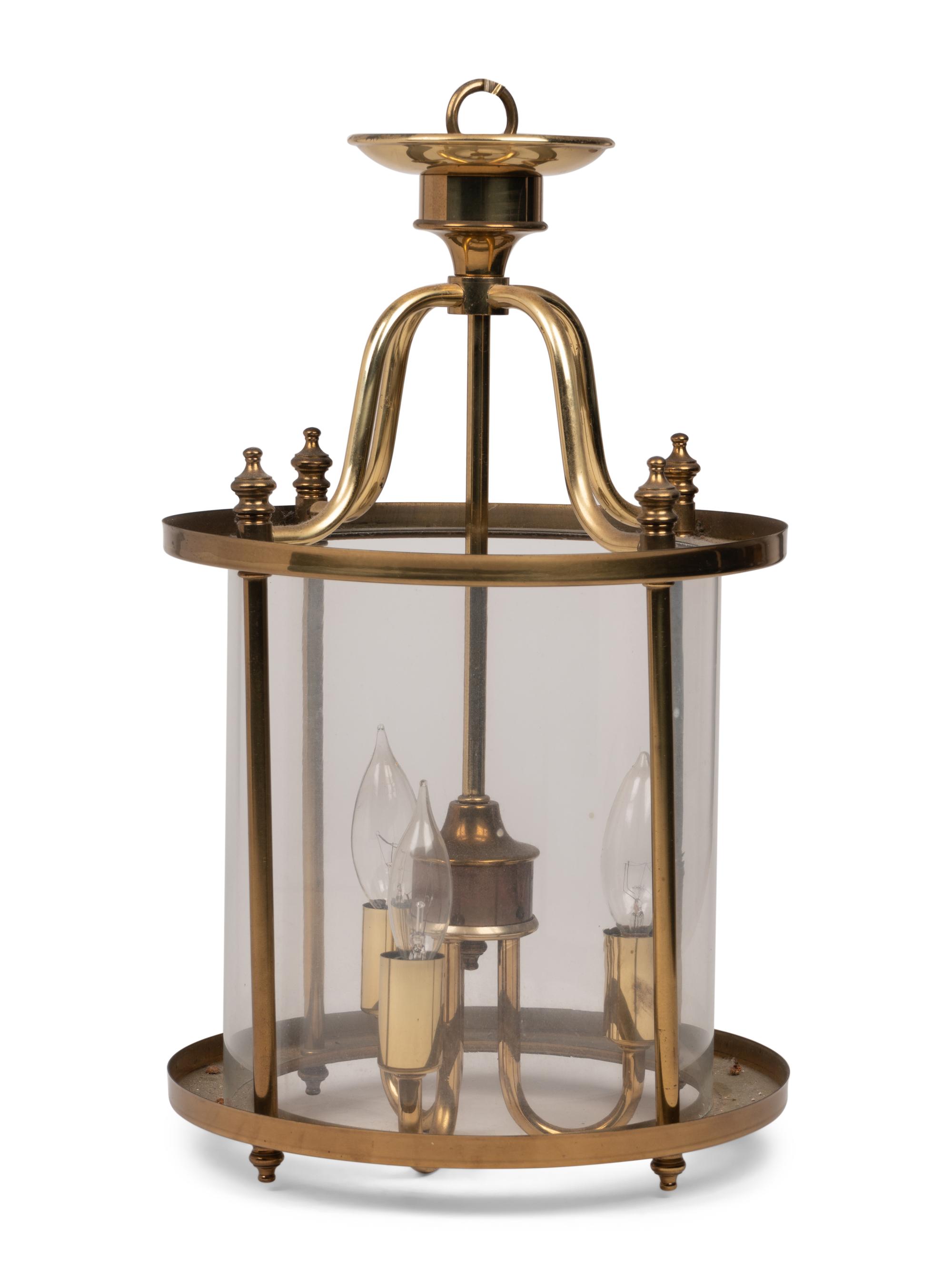 A Brass Three-Light Hall Lantern