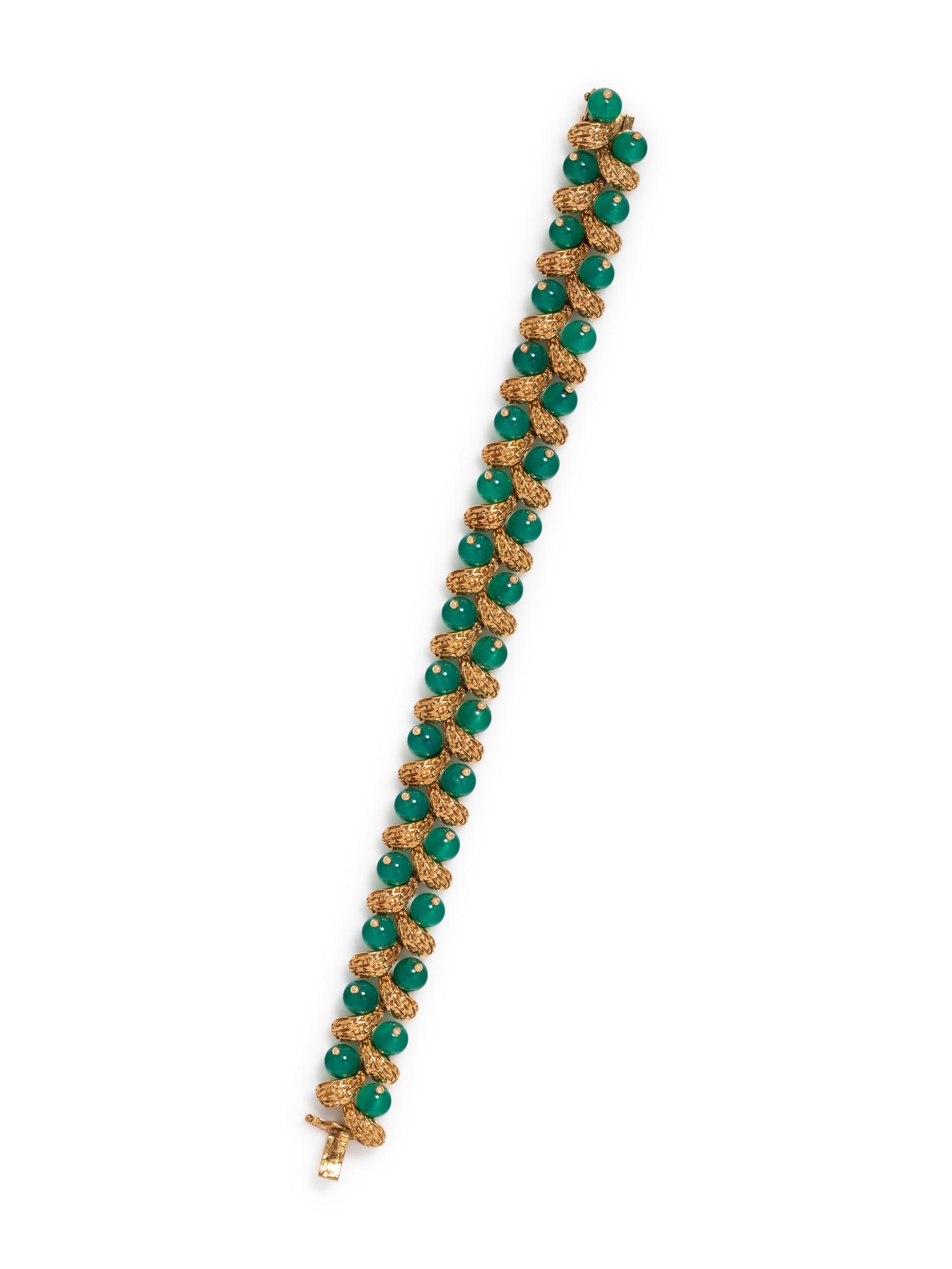 VAN CLEEF & ARPELS, YELLOW GOLD AND CHRYSOPRASE BRACELET