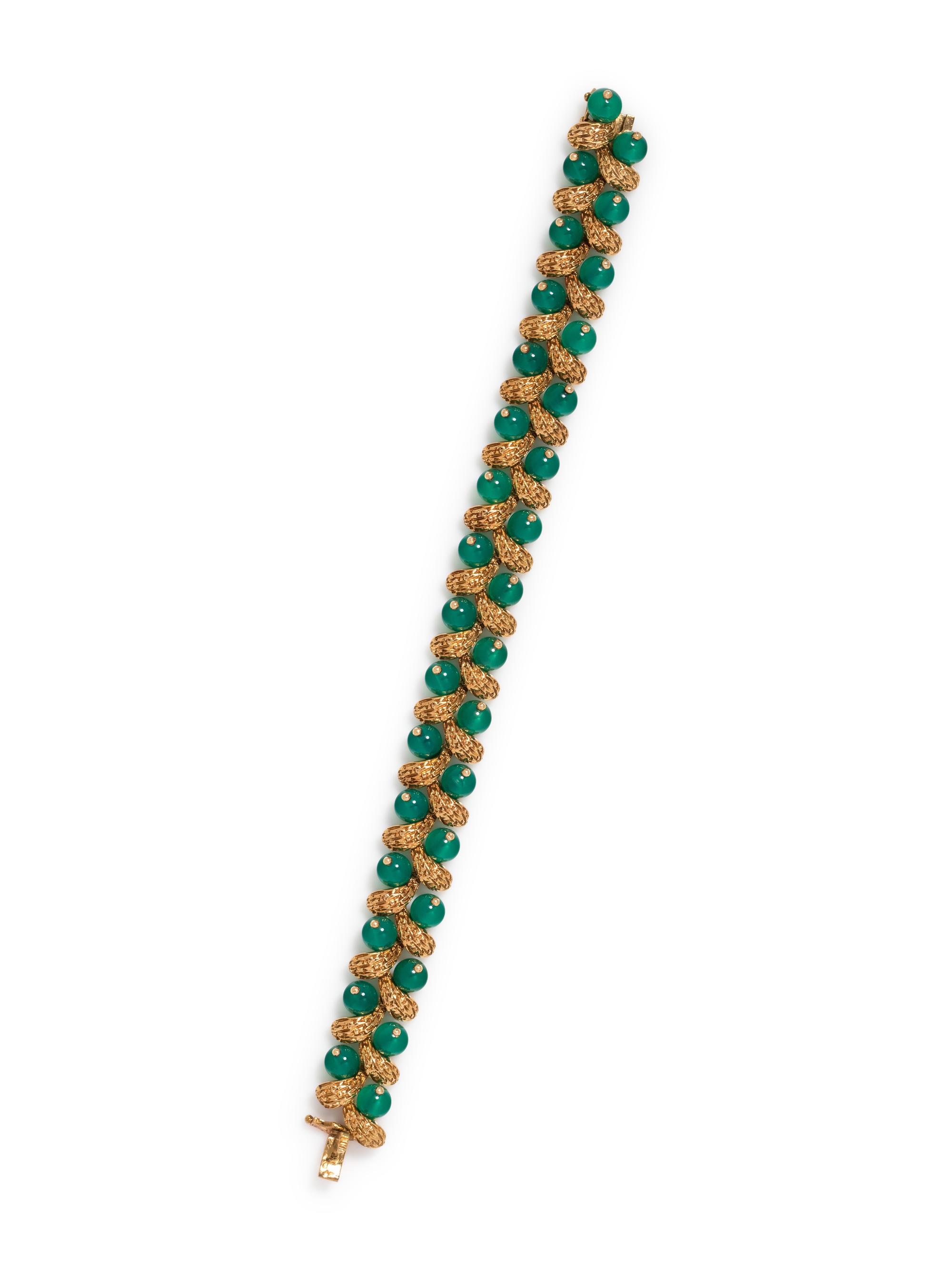 VAN CLEEF & ARPELS, YELLOW GOLD AND CHRYSOPRASE BRACELET