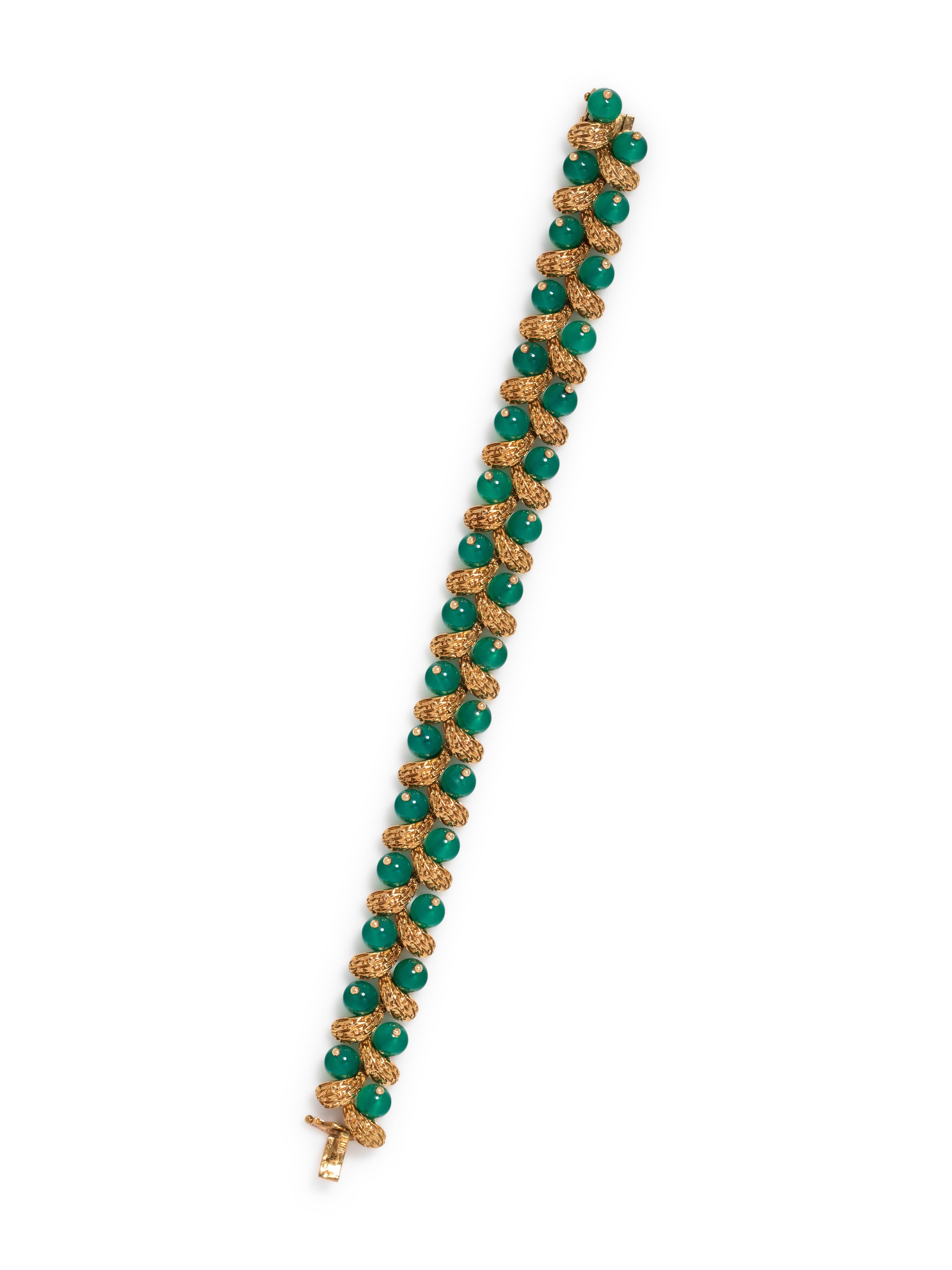 VAN CLEEF & ARPELS, YELLOW GOLD AND CHRYSOPRASE BRACELET