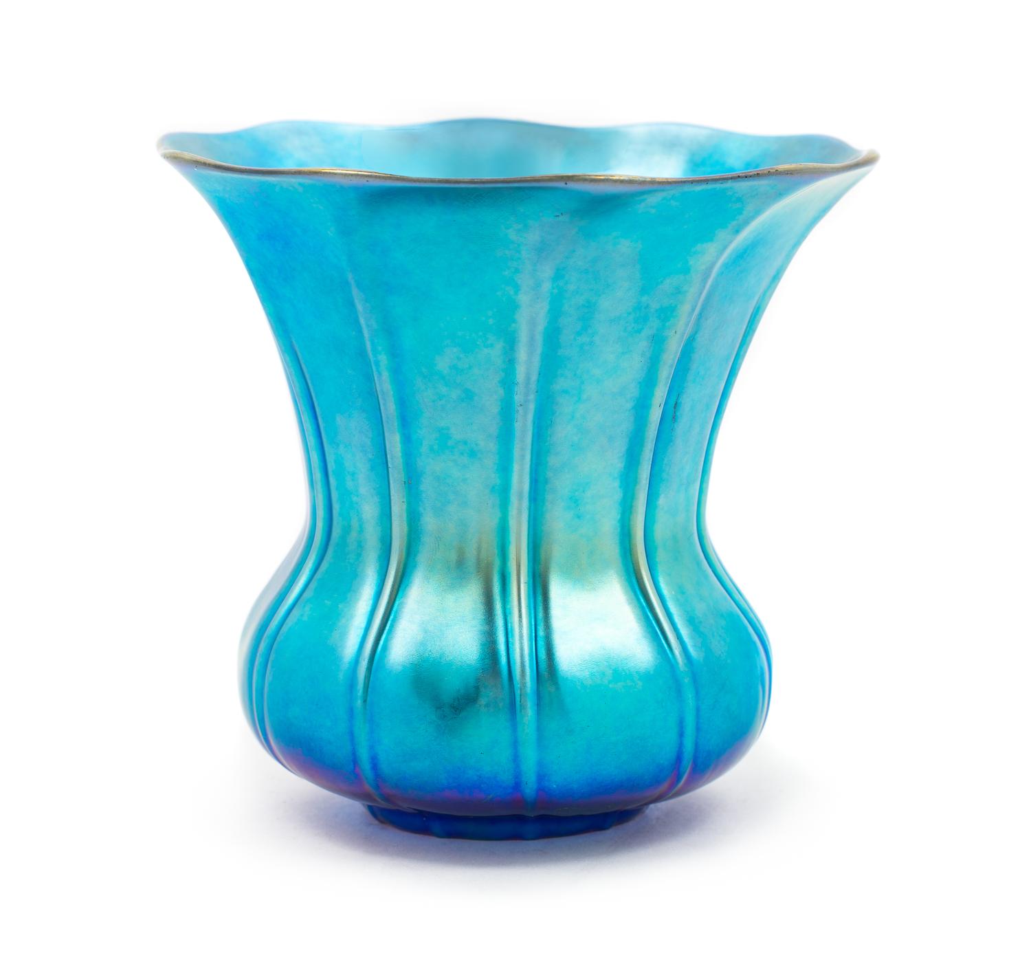 Steuben, EARLY 20TH CENTURY, a blue Aurene glass vase, of baluster form