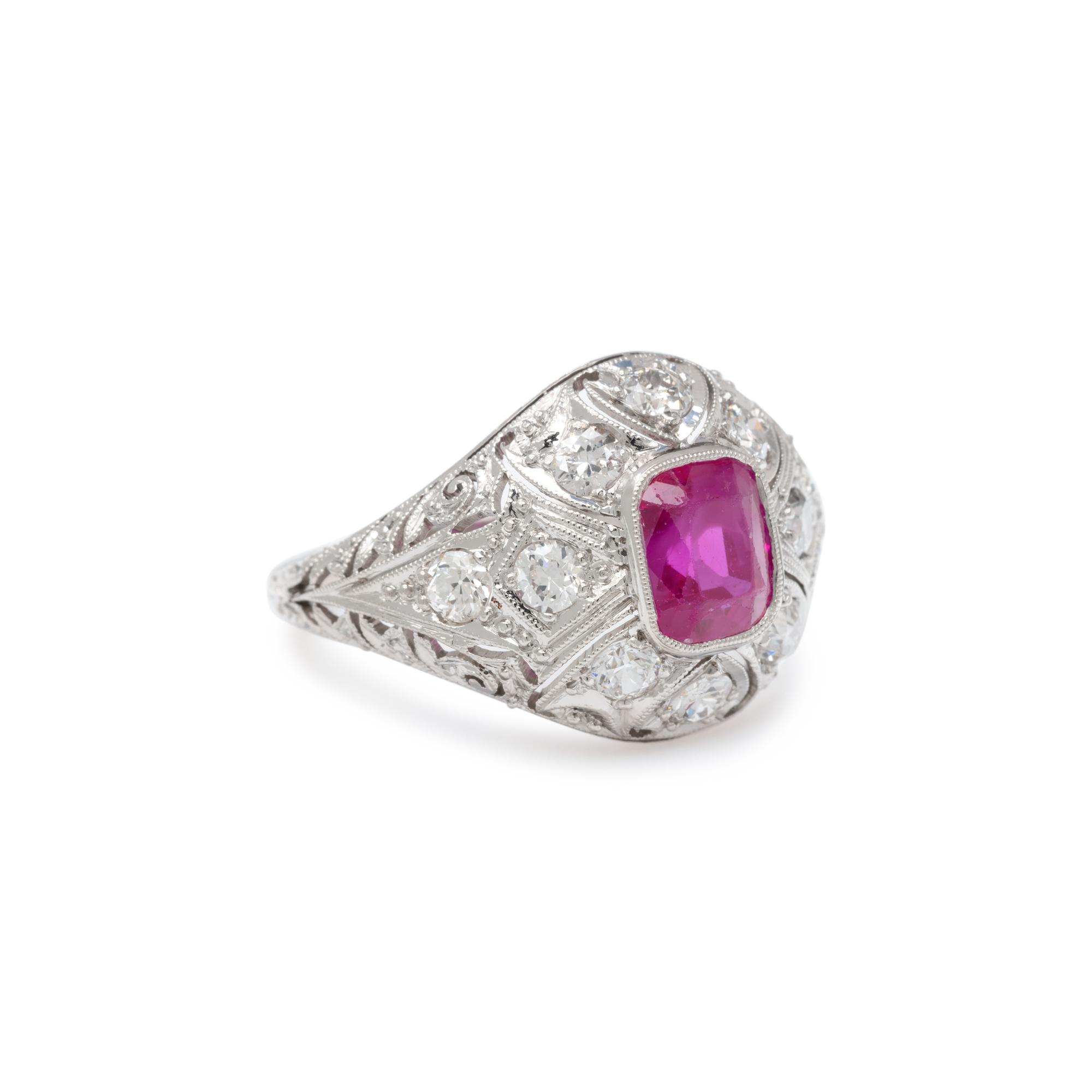 EDWARDIAN, UNHEATED BURMESE RUBY AND DIAMOND RING