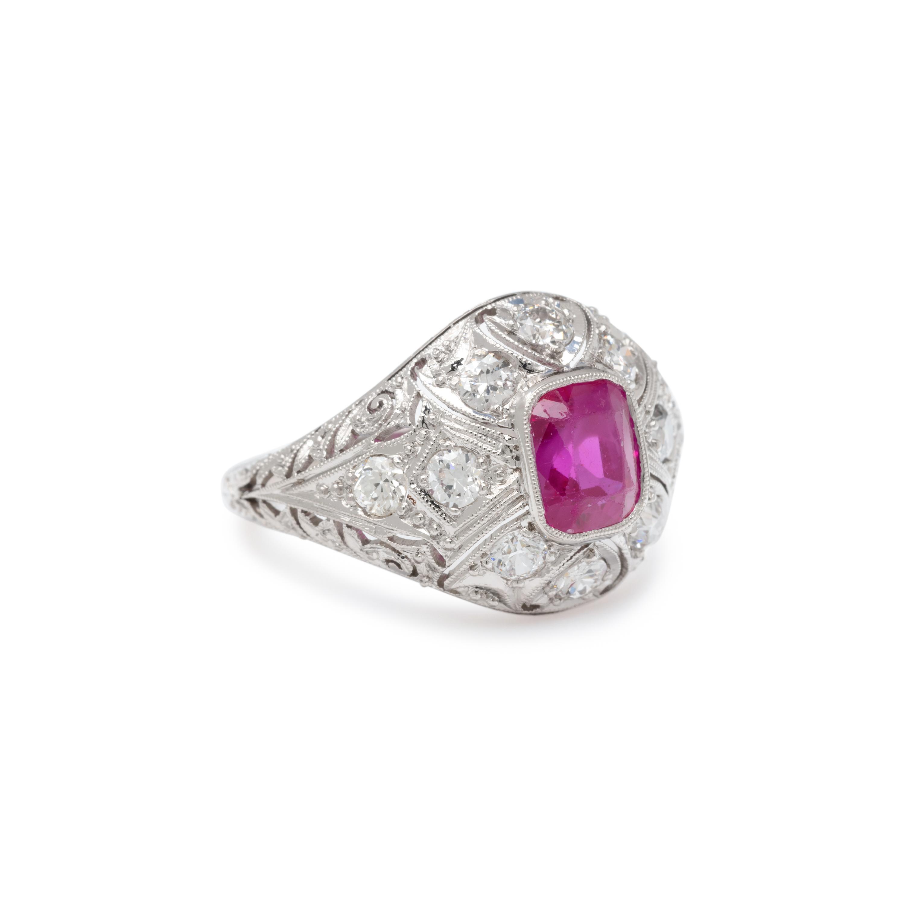 EDWARDIAN, UNHEATED BURMESE RUBY AND DIAMOND RING