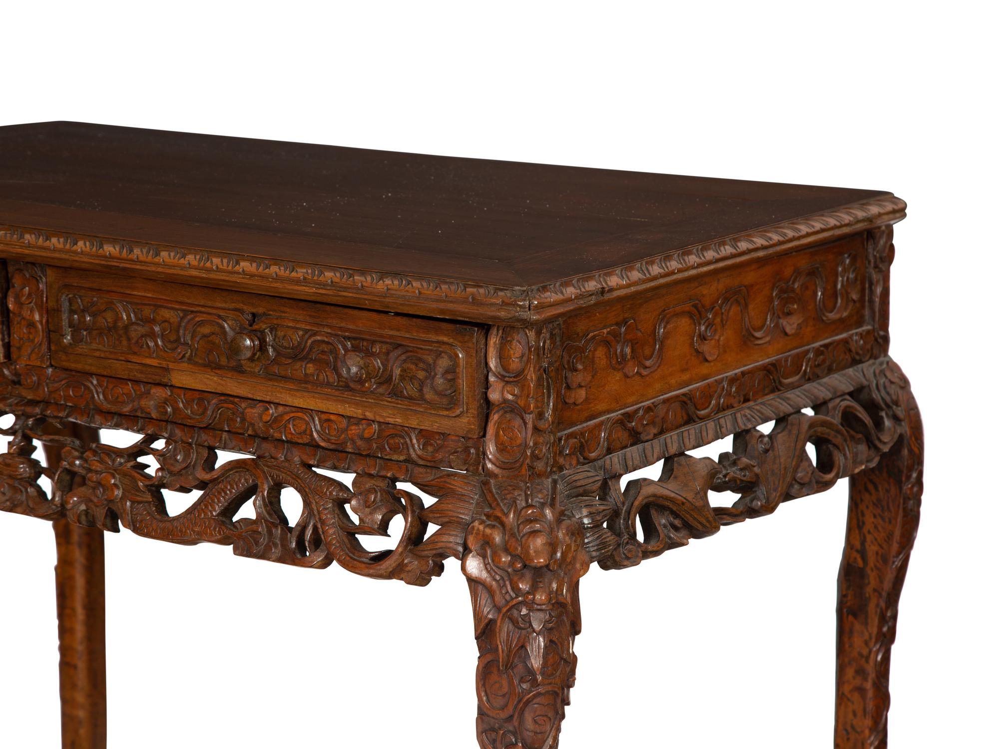 An Asian Carved Hardwood Side Table