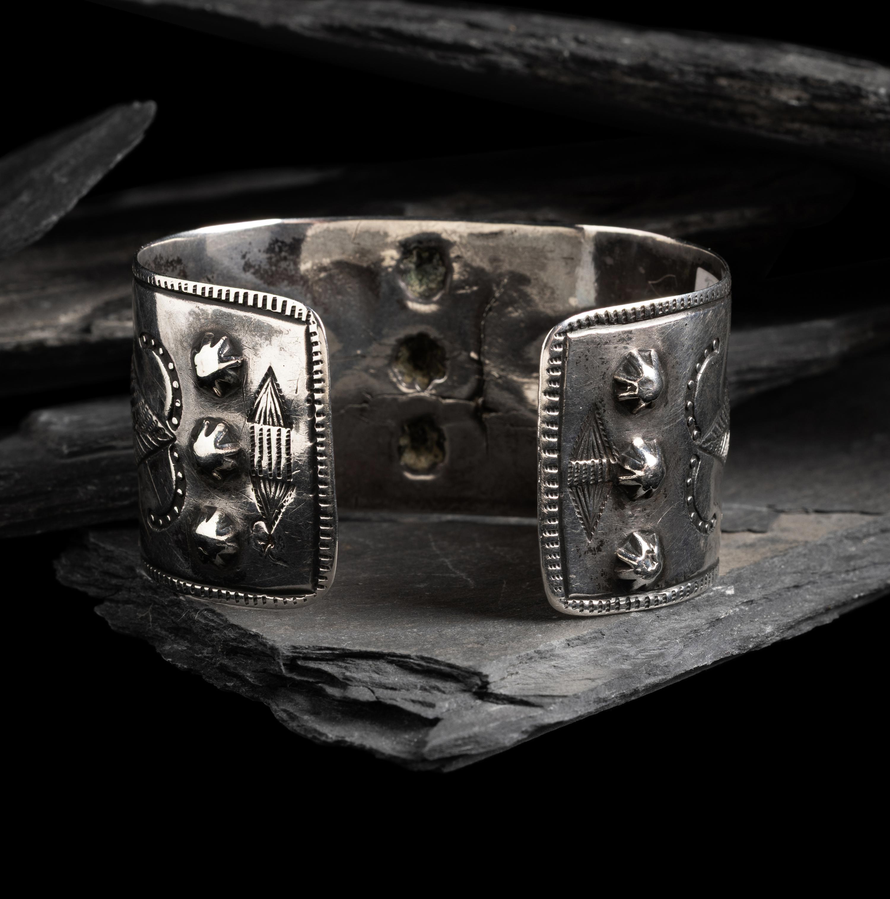 Early Navajo Stamped Ingot Cuff Bracelet