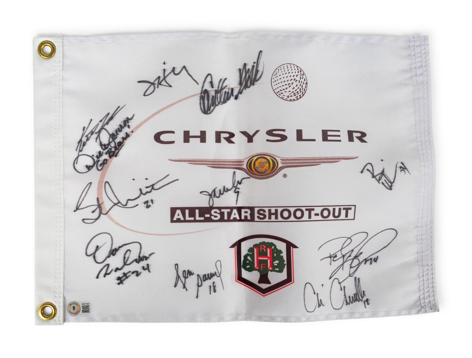 A 2002 Chrysler All-Star Golf Shootout Signed Autograph Golf Flag Including Multiple Chicago Sports Legends (Beckett Authentication Services BAS Certified),,