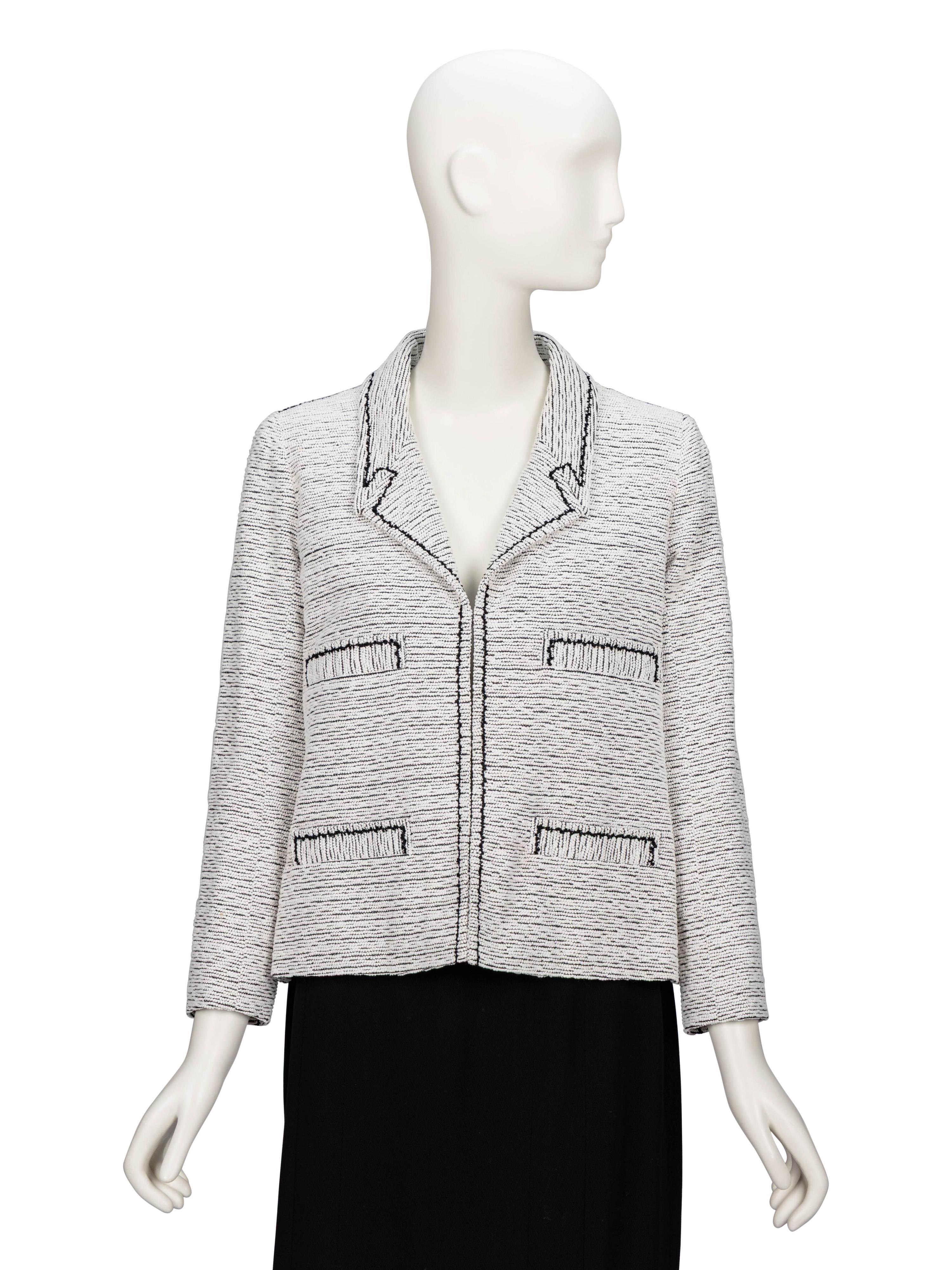 Chanel, White & Black Bouclé Tweed Jacket