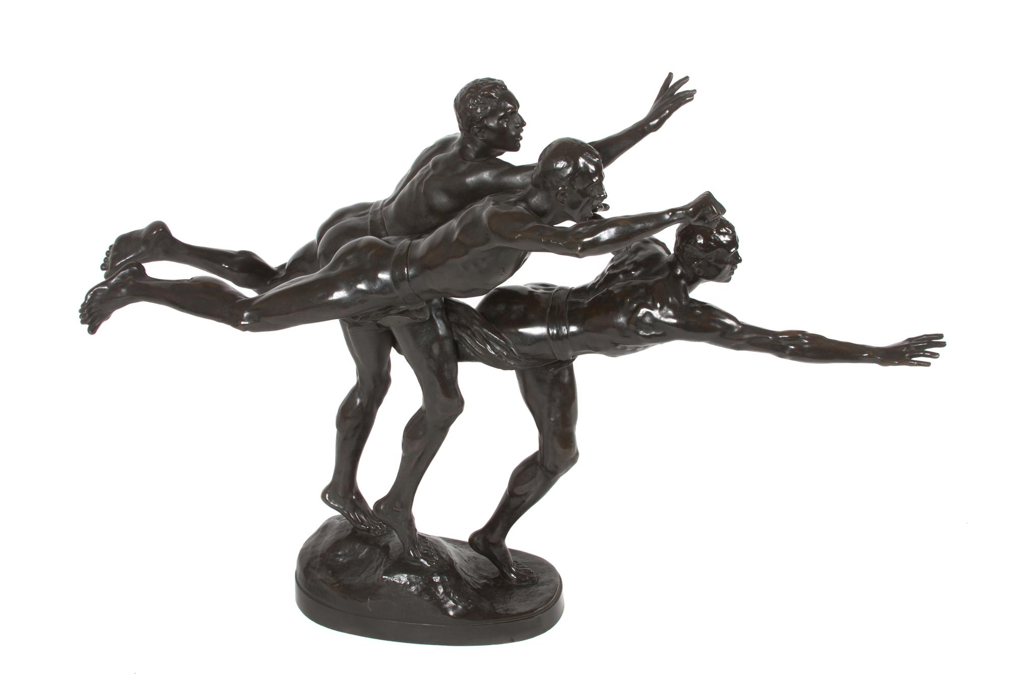 A French Bronze Figural Group Height 27 1/2 x width 42 x depth 22 inches. — ALFRED BOUCHER (1850-1934)