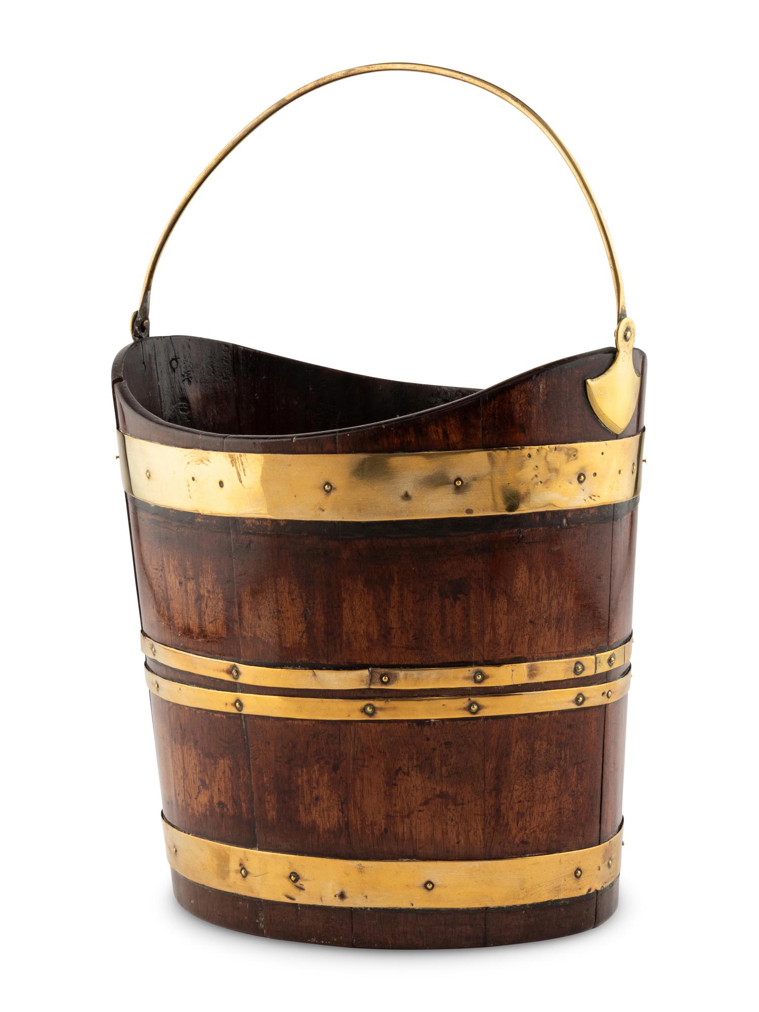 An English Oak and Brass Banded Peat Bucket