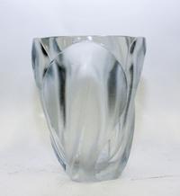 A Lalique Frosted Glass Vase Height 10 1/2 inches.