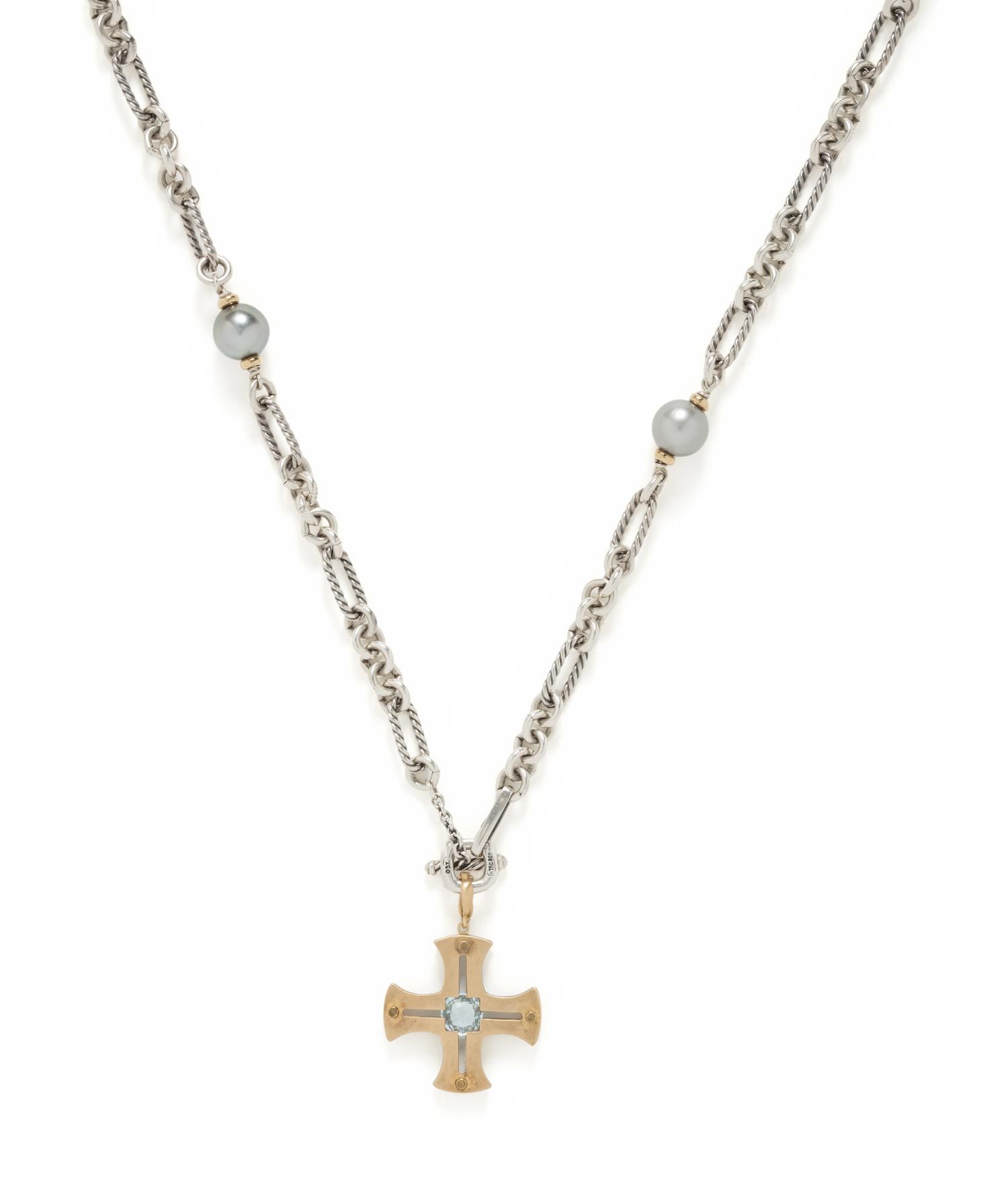 DAVID YURMAN, YELLOW GOLD, SILVER, AND CULTURED TAHITIAN PEARL BRACELET AND NECKLACE