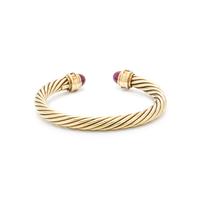 DAVID YURMAN, YELLOW GOLD AND GEMSTONE 'CABLE CLASSIC' CUFF BRACELET