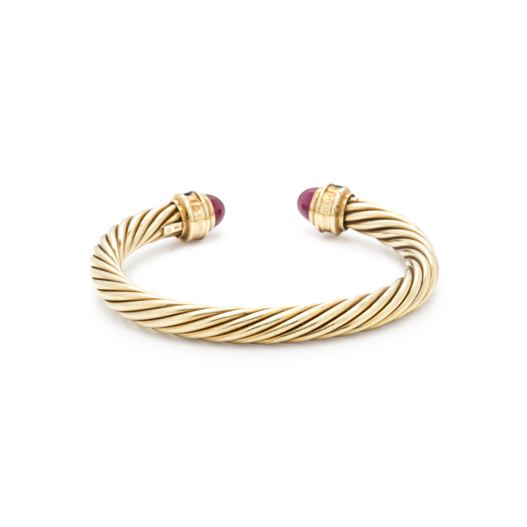 DAVID YURMAN, YELLOW GOLD AND GEMSTONE 'CABLE CLASSIC' CUFF BRACELET