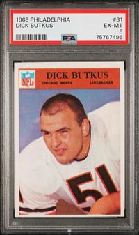A 1966 Philadelphia Dick Butkus Rookie Football Card No. 31 (PSA 6 EX-MT)