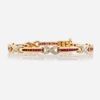 A ruby, diamond, and gold bracelet