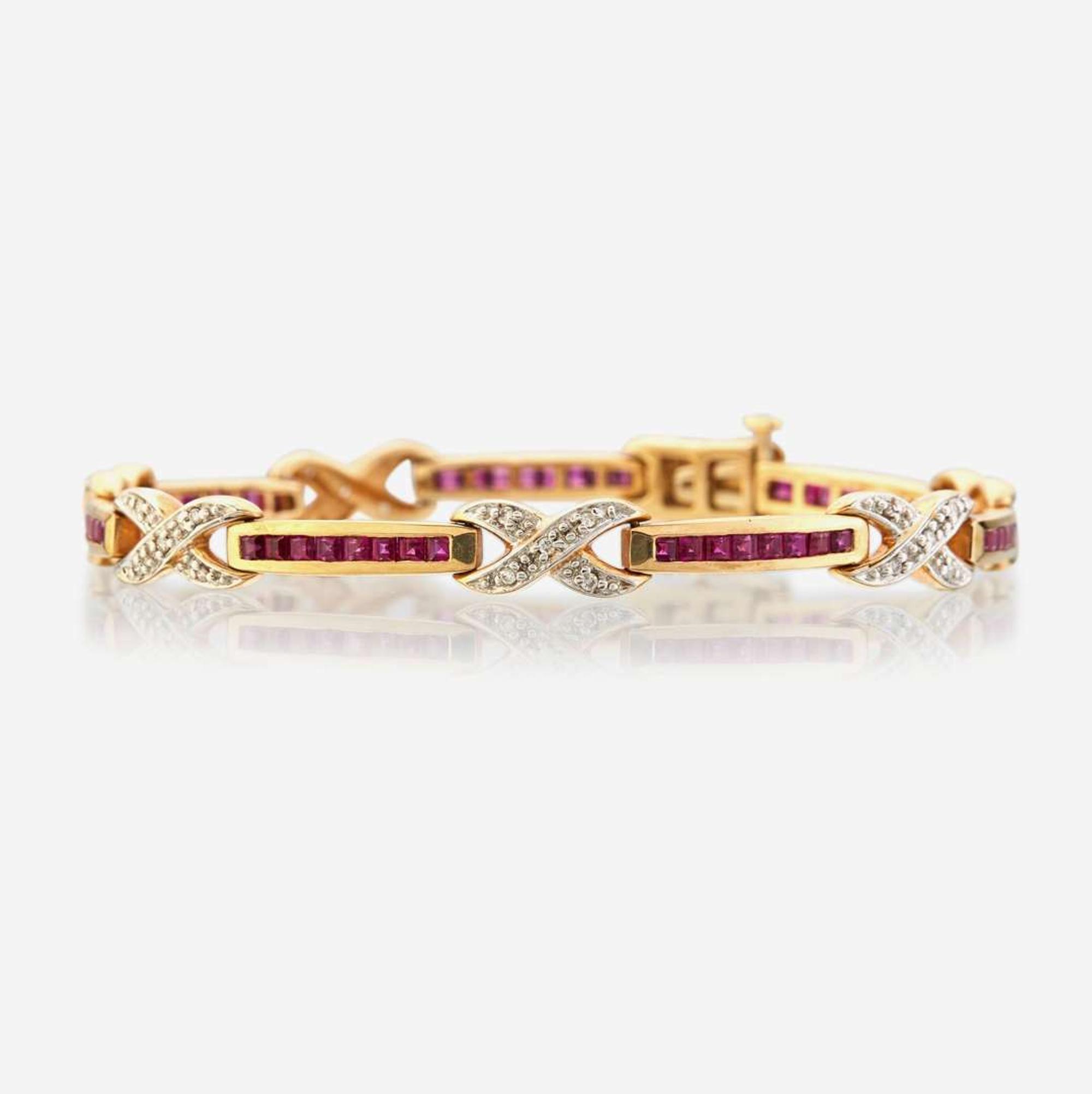 A ruby, diamond, and gold bracelet