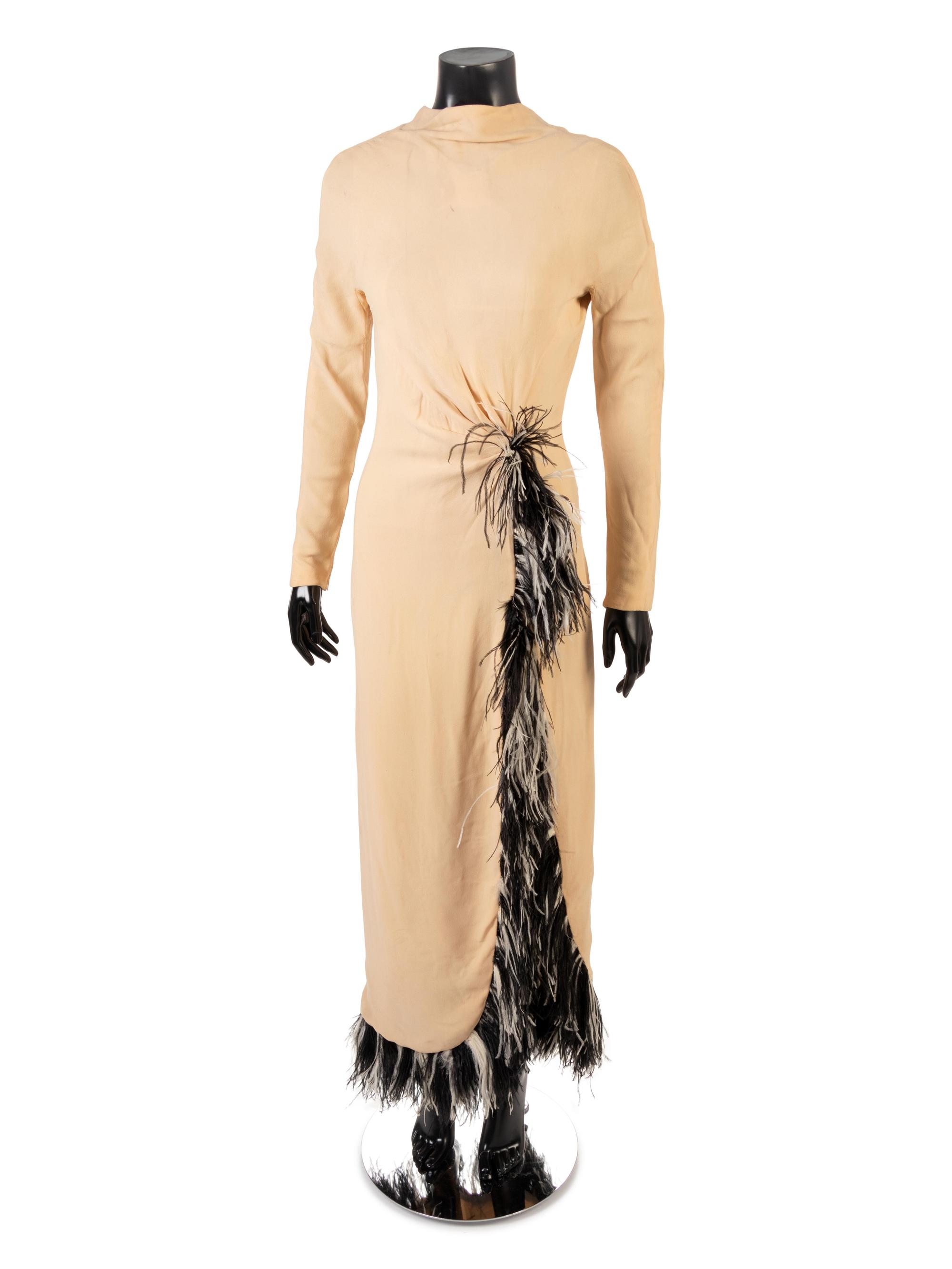 Valentino Evening Dress with Feather Trim, 1970-90s