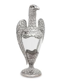 A German Silver-Mounted Glass Eagle-Form Decanter